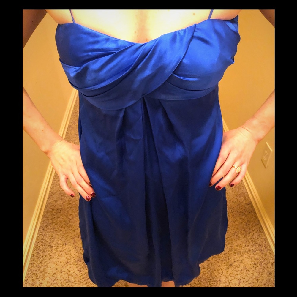 Blue Spaghetti Strap Bubble Dress
